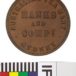Token - 1 Penny, Hanks & Co, Australian Tea Mart, Sydney, New South Wales, Australia, 1857