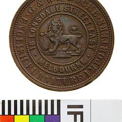 Token - 1 Penny, G.& W.H. Rocke, Furniture Importers, Melbourne, Victoria, Australia, 1859