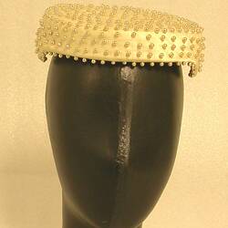 Pillbox Hat - Satin with Pearls, circa 1939-1989