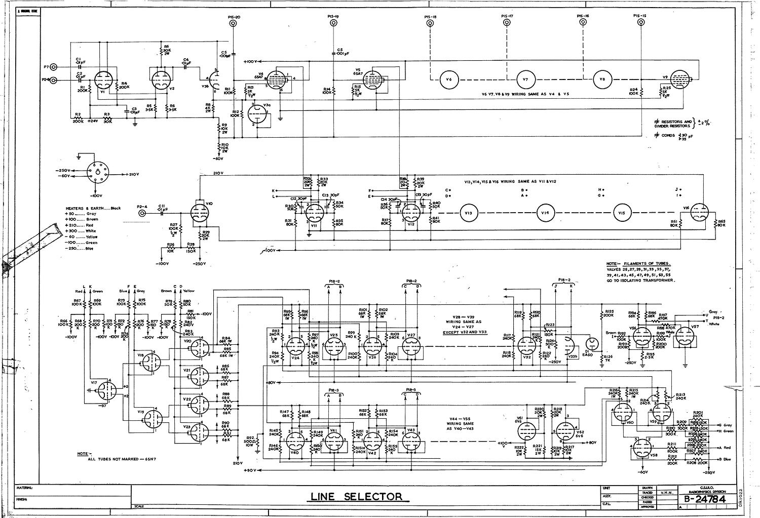 Schematic Diagram - CSIRAC Computer, 'Line Selector', B24784, 1948-1955