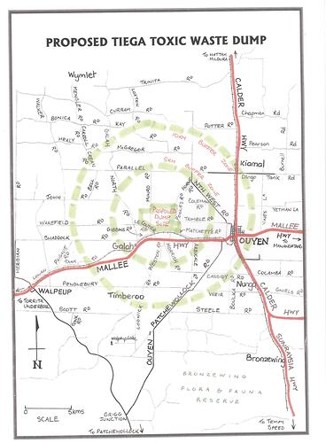 Map - Proposed Tiega Toxic Waste Dump - Women on Farms Gathering, Horsham 2004
