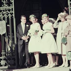 Digital Photograph - Bridal Party at Catholic & Protestant Wedding, St Patrick's Cathedral Side Chapel, East Melbourne, 1960