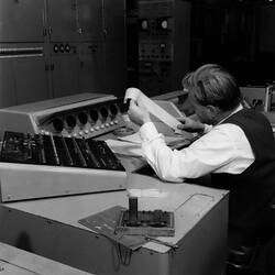 Photograph - CSIRAC Computer, Don Beresford at Console, 1960
