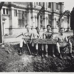 Photograph - 'RAAF Trench Diggers Champ Team', Exhibition Building, Melbourne, Victoria, Apr 1942