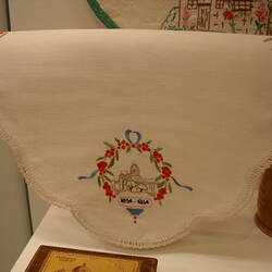 Tray Cloth - Centenary of Victoria, Embroidered, Linen, 1934