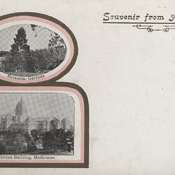 Postcard - 'Souvenir from Australia', Exhibition Building & Botanical Gardens, E Whitehead & Co, Melbourne, circa 1900