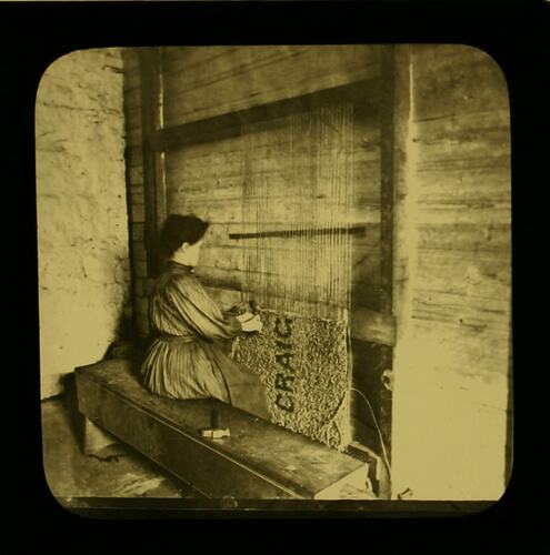 Lantern Slide - Royal Victorian Institute for the Blind, Woman Making a Mat, circa 1900