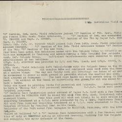 Diary - World War I, 13th Australian Field Ambulance, 1916-1919