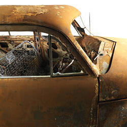 Motor Car - Bushfire Damaged Holden 48-215, FX, Churchill, 2009