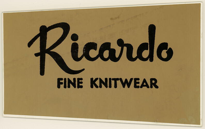 Sign - Ricardo Knitwear, Melbourne, Victoria, Australia, 1958-1978