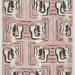 Artwork - Design for Textiles, Faces & Arms, Pink, Black & White, 1950s