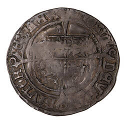 Coin, round, Royal shield below long cross which divides legend; POSVI DEV A DIVTOR E MEV.