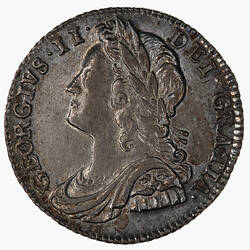Coin - Sixpence, George II, Great Britain, 1741 (Obverse)