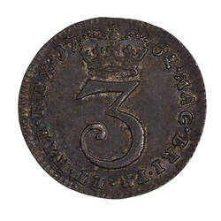 Coin - Threepence, George III, Great Britain, 1762 (Reverse)