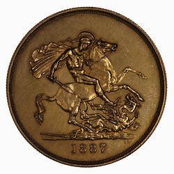 Coin - 5 Pounds, Queen Victoria, Great Britain, 1887 (Reverse)