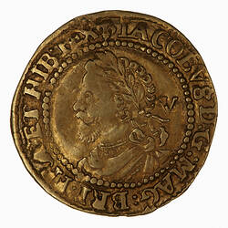 Coin - Quarter-laurel, James I, Great Britain, 1623-1624 (Obverse)