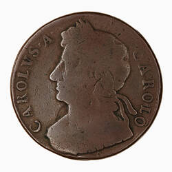 Coin - Halfpenny, Charles II, Great Britain, 1672-1875 (Obverse)