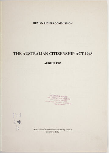 Title page of booklet.