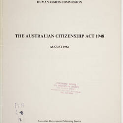 Title page of booklet.