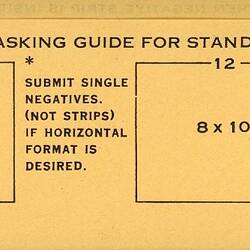 Folder - Kodak Australasia Pty Ltd, Kodacolor Enlargement Masking Guide for Standard 135 Negatives, 1965