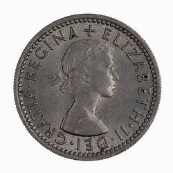Coin - Sixpence, Elizabeth II, Great Britain, 1954 (Obverse)