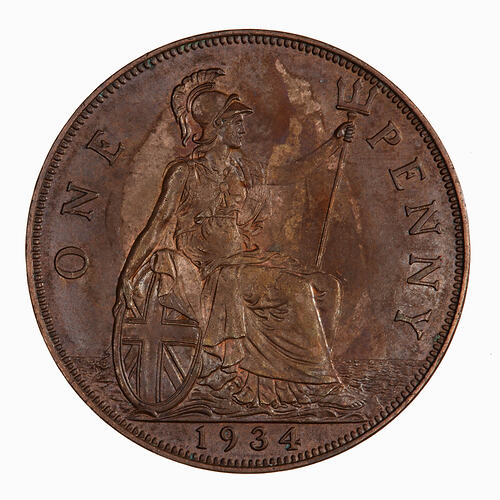 Coin - Penny, George V, Great Britain, 1934 (Reverse)