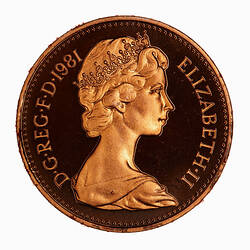 Proof Coin - 1 New Penny, Elizabeth II, Great Britain, 1981 (Obverse)