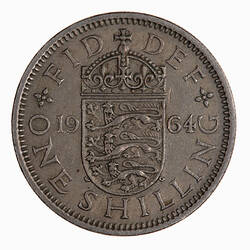 Coin - Shilling, Elizabeth II, Great Britain, 1964 (Obverse)