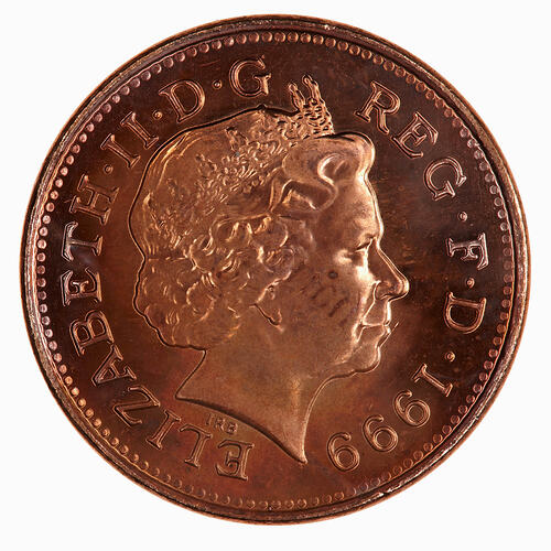 Coin - 1 Penny, Elizabeth II, Great Britain, 1999 (Obverse)