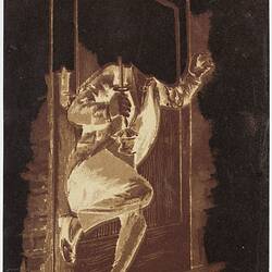 Negative Vignette - Man with a Candle in a Doorway, circa 1900