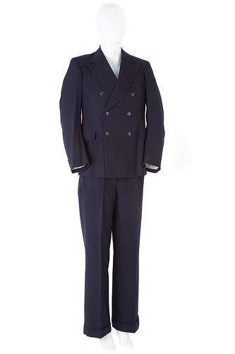 Suit - Albanian, Three Piece, Navy Blue Wool, 1944