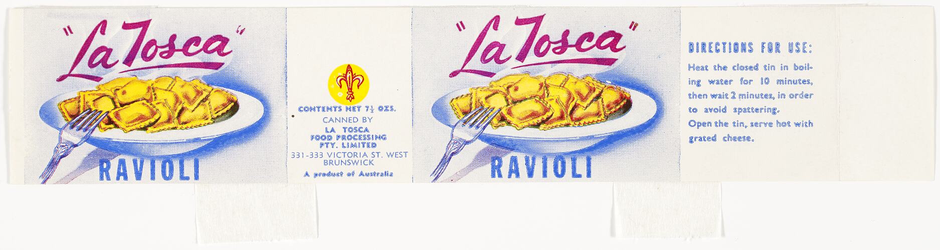 Food Label - La Tosca Ravioli, 1960s