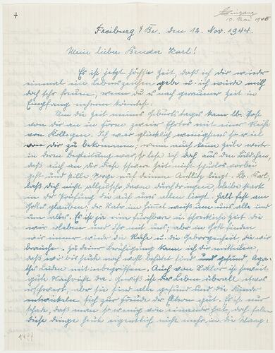 Letter - to Karl Muffler, 12th November, 1944