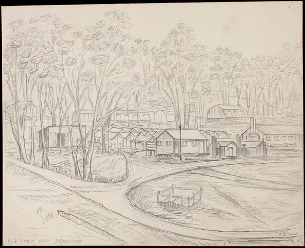 Drawing - Forest Camp, Broadford, Karl Muffler, 1944
