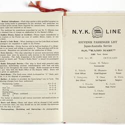 Passenger List - SS Kamo Maru, NYK Line, Japan-Australia Service, Feb - Mar 1939