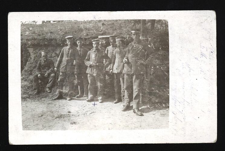 Postcard - German Soldiers Relaxing Near Dugout, 7 Aug 1917
