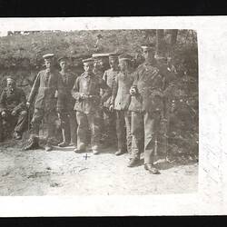 Postcard - German Soldiers Relaxing Near Dugout, 7 Aug 1917