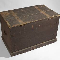 Old brown wooden chest.