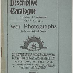 Catalogue - Exhibition of Official War Photographs, The Australian War Museum, Melbourne, 1921