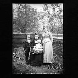 Glass Negative - Grandmother Hoy with Kate, George & Lawrence Beckett, London, England, 1891