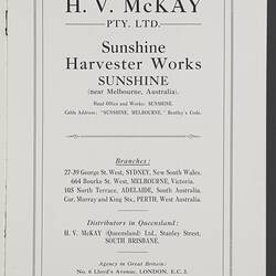Catalogue - H.V. McKay, Sunshine Harvester Works, Agricultural Equipment, circa 1928