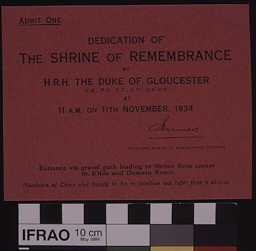 Front of ticket with printed writing.