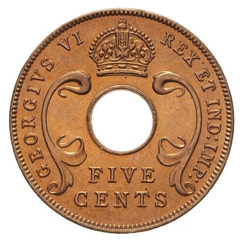 Coin - 5 Cents, British East Africa, 1942