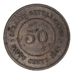 Coin - 50 Cents, Straits Settlements, 1887