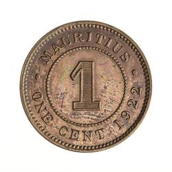 Coin - 1 Cent, Mauritius, 1922