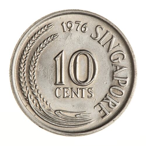 Coin - 10 Cents, Singapore, 1976