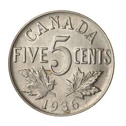 Coin - 5 Cents, Canada, 1936