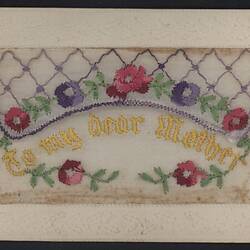 Postcard - 'To My Dear Mother', Embroidered , World War I, 1914-1918