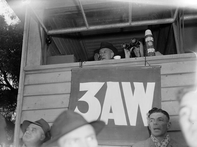3AW Radio, N. Banks and I. Johnson Commentating the Football, Melbourne, Victoria, 1953
