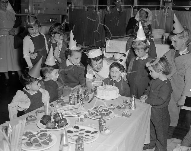 Children's Birthday Party, Royal Children's Hospital, Melbourne, Victoria, 1956